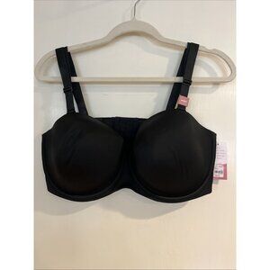 Cacique Womens STRAPLESS MULTIWAY BRA 40DDD Black Light Lined Smooth Wire NWT